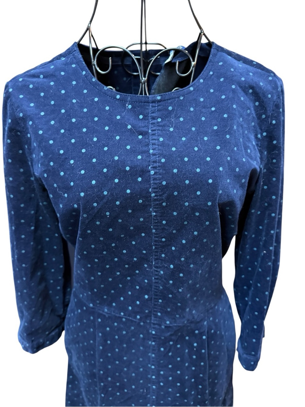 Joules Navy Polka Dot Long Sleeve Corduroy Dress size 4 Classic - Picture 3 of 12
